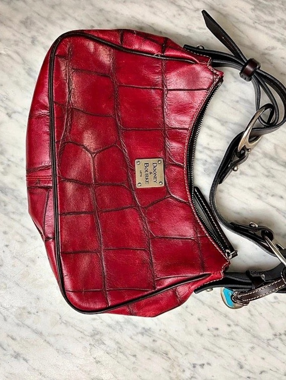 Dooney & Bourke Leather Shoulder Bag Red & Brown